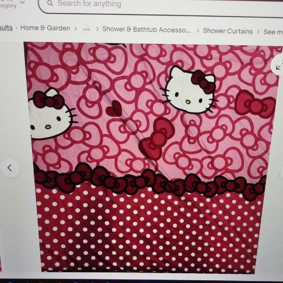 Hello Kitty Pink Shower Curtain 72" x 72" Cotton Fabric Bows Polka Dots Pink AOP - Picture 2 of 11